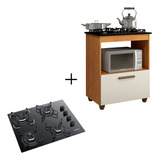Kit Balcão Cooktop Itatiaia 1 Porta E Fogão Cooktop 4 Bocas Cor Natura/off White