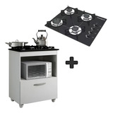 Kit Balcão Mais Fogão Cooktop 4 Bocas Preto Chamalux Cor Branco 110v/220v