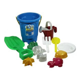 Kit Balde De Praia Areia Infantil Castelo Com 9 Acessorios