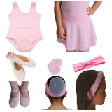 Kit Ballet Infantil 3 Itens Rosa Uniforme Balé C/ Sapatilha