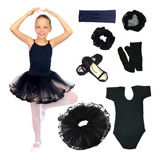 Kit Ballet Infantil Collant Saia Tule E Acessórios Bailarina