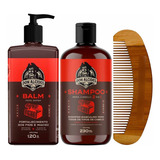 Kit Balm Shampoo Cabelo Barba Negra