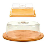 Kit Bambu Boleira Bolo E Porta Frios Suporte Café Pães Fruta