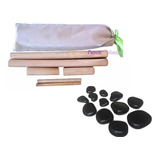 Kit Bambu + Kit Com 12 Pedras P/ Massagem Corporal E Facial