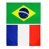 Kit Bandeira Do Brasil + Bandeira Da França 150 X 90 Cm