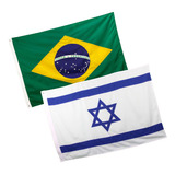 Kit Bandeiras Brasil E Israel Oficial 3p(1,92x1,35) Bordada