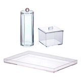 Kit Bandeja Porta Algodão Disco Cotonete Lavabo Pia Banheiro