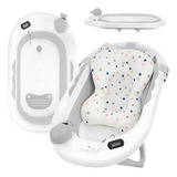 Kit Banheira De Bebê Dobrável Com Almofada Flutuante Branca