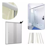 Kit Banheiro Aluminio Branco Box Redondo 1,90x1,30m S/ Vidro