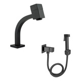 Kit Banheiro Ducha Higiênica Metal Quadrado Torneira Baixa 