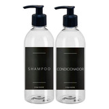 Kit Banheiro Frasco Transparente Shampoo Condicionador