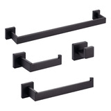 Kit Banheiro Inox Premium Preto Fosco 4 Peças- Fino Inox