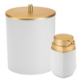 Kit Banheiro Lavabo Lixeira E Dispenser Sabonete Dourado