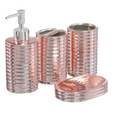 Kit Banheiro Lavabo Porta Sabonete Líquido Escova 4 Pç 001 M