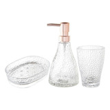 Kit Banheiro Lavabo Transparente Com Rose