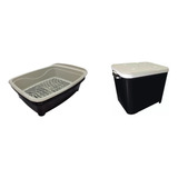 Kit Banheiro P/ Gatos C Peneira Caixa De Areia + Porta Racao