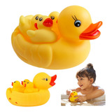 Kit Banho Bebê Infantil Patinho Mamãe C/ 3 Filhotes Bichinho
