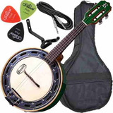 Kit Banjo Elétrico Studio Verde C/ Acessórios Rozini Rj11elv