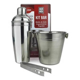 Kit Bar 3 Pçs/ Inox Coqueteleira 750 Ml Balde E Pegador - Cl