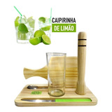 Kit Bar Caipirinha Completo Copo+socador+faca+tabua Barman