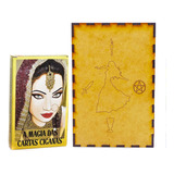 Kit Baralho Magia Cartas Ciganas E Porta Tarô Caixa Madeira