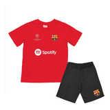 Kit Barcelona Camiseta Infantil E Bermuda