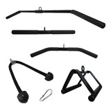 Kit Barra Puxador Costas Reto Triangulo Curvo Corda Triceps