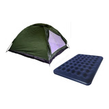 Kit Barraca Camping Iglu 4 Pessoas + Colchão Casal Inflável