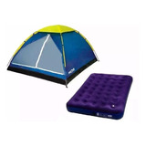 Kit Barraca Camping Iglu 4 Pessoas + Colchão Casal Inflavel