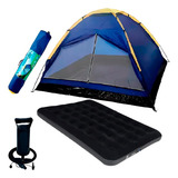 Kit Barraca Iglu 4 Pessoas + Colchão Inflável Casal + Bomba