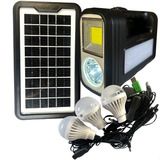 Kit Bateria Painel Solar 3lâmpadas Poste