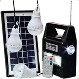 Kit Bateria Portátil Painel Solar 3 Lâmpadas Led Rádio Mp3