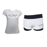 Kit Beach Tennis Feminino Camiseta E Shorts Kona Basic Praia