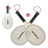 Kit Beach Tennis Frescobol Raquetes Madeira Leve Resistente