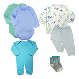 Kit Bebê 6 Peças Body Camiseta Macacão Suedine Mijão E Meia