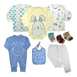 Kit Bebê 9 Pçs Body Mijão Camiseta Macacão E Acessório Promo