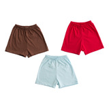 Kit Bebê Enxoval 3 Shorts Básicos Dia A Dia Malha Algodão