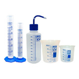 Kit Becker 100 250ml + Proveta De 25 E 50 Ml Poli + Pisseta