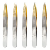 Kit Belliz Enox Pinça Silver Gold Ponta Fina Ref. 1702 C/5