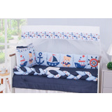 Kit Berço 09 Peças Urso Coroa Principe Menino Azul Marinho