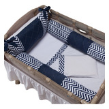 Kit Berço Desmontável Chevron + Saia Do Berço Camping
