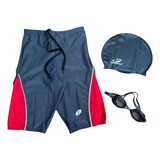 Kit Bermuda Natação Hammerhead + Touca + Óculos Tam P Ao Xgg