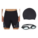Kit Bermuda + Touca E Óculos De Natação - Adulto - Just Fit