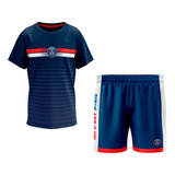Kit Bermuda+camisa Psg Infantil Comemorativa Futebol 
