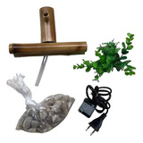 Kit Bica Fonte Bambu Bomba Pedra Matinho Decorar
