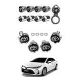 Kit Bico Pito Pneu Cromado + Parafuso Placa Toyota Corolla