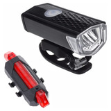 Kit Bike Farol Usb Recarregável E Sinalizador Traseiro