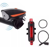 Kit Bike Lanterna Buzina + Sinalizador Traseiro Led Usb