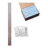 Kit Bilhar Sinuca 4 Tacos Simples + Cx Giz Azul + Giz Branco