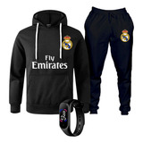 Kit Blusa De Frio Moletom Conjunto Real Madrid + Relógio
